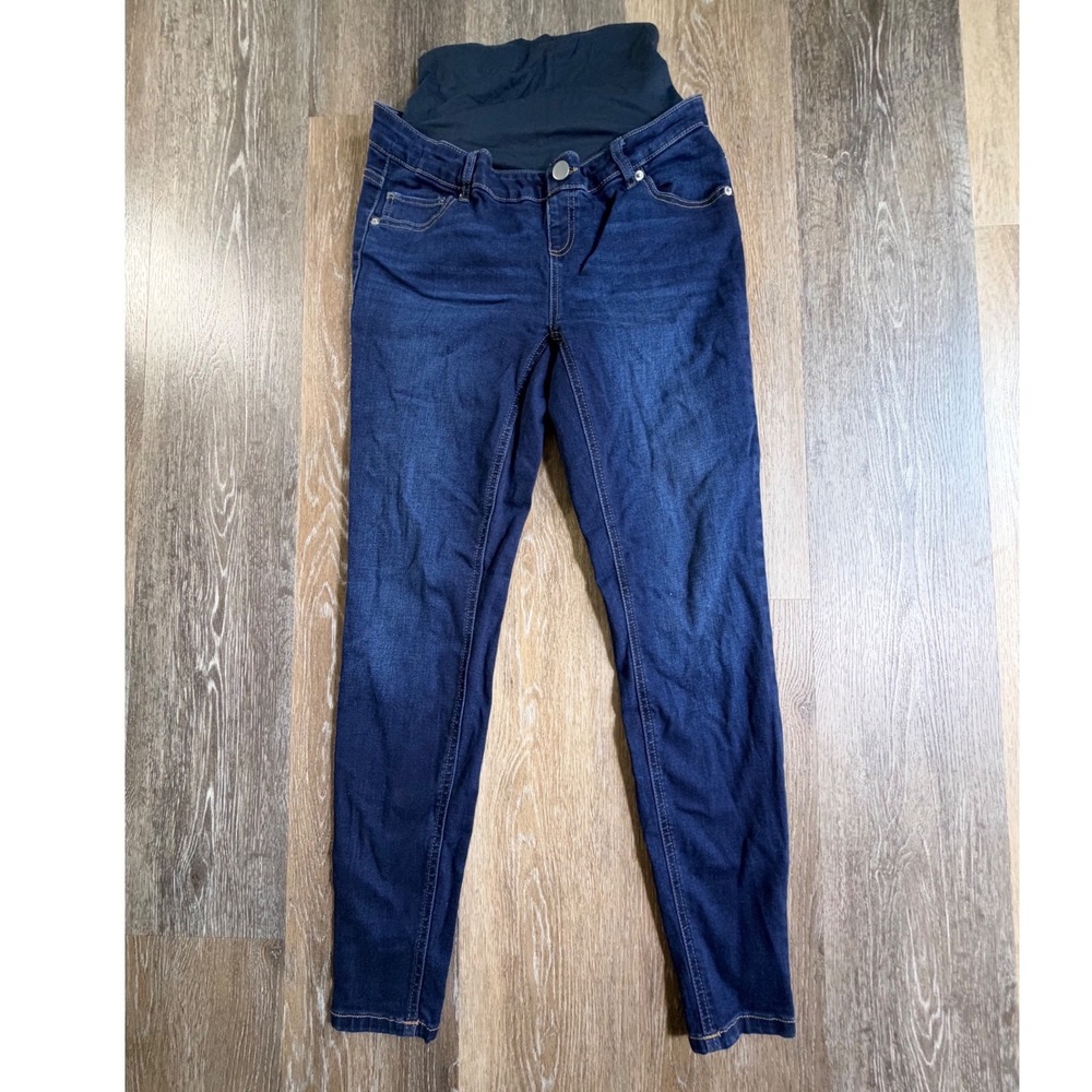 Time and Tru Maternity Skinny Jeans Women Size S 4-6 Blue Dark Wash Full Panel